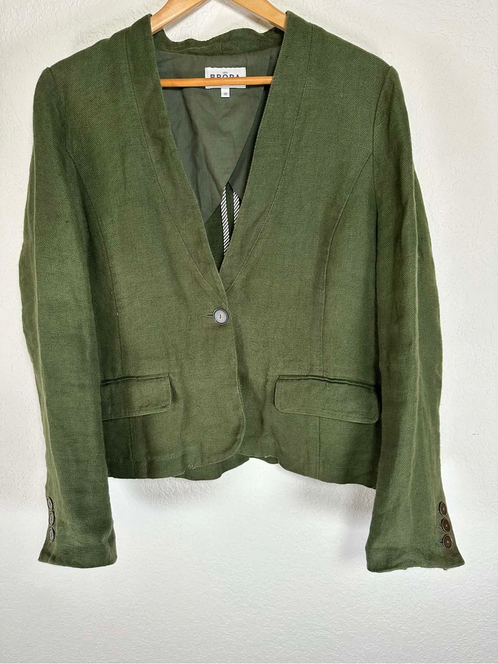 Green Linen Blazer